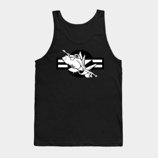 Cartoon Military Fighter Jet Illustration with U.S. Aviation Roundel Tank Top